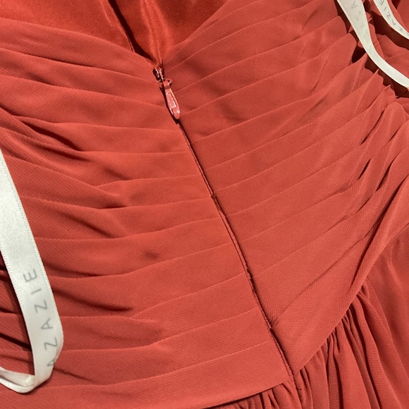 Azazie braidsmade burnt orange chiffon dress - Picture 4 of 7